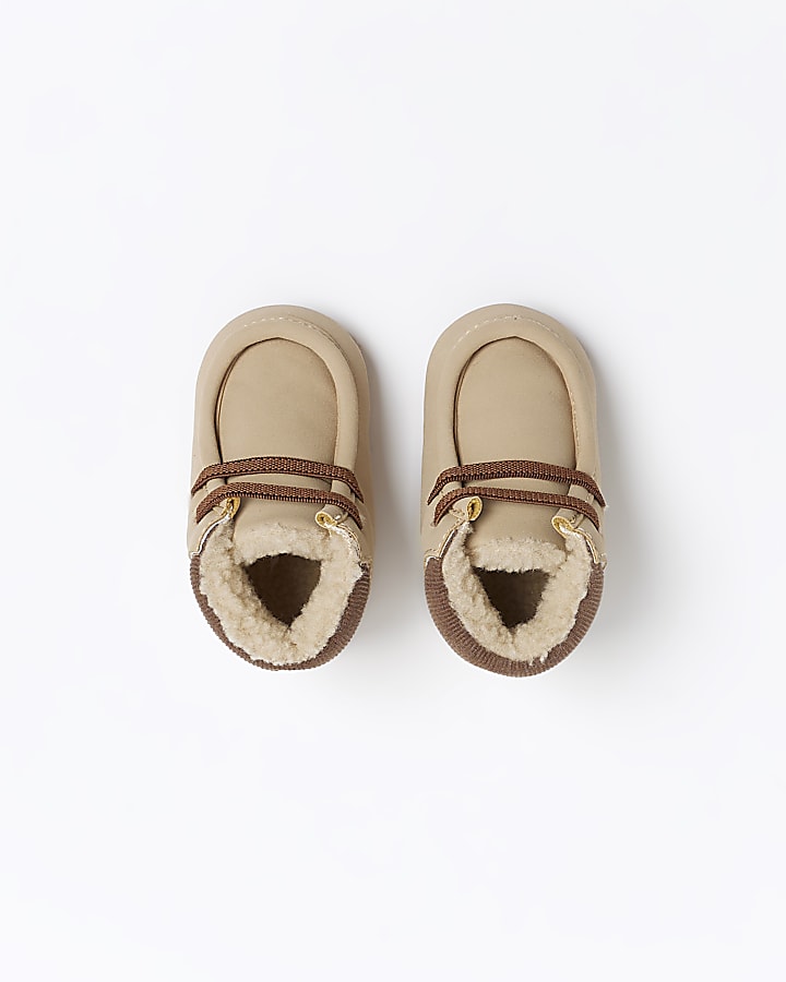 Baby boys beige suedette booties