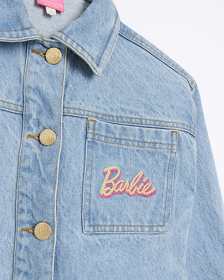 Girls blue RI x Barbie denim jacket