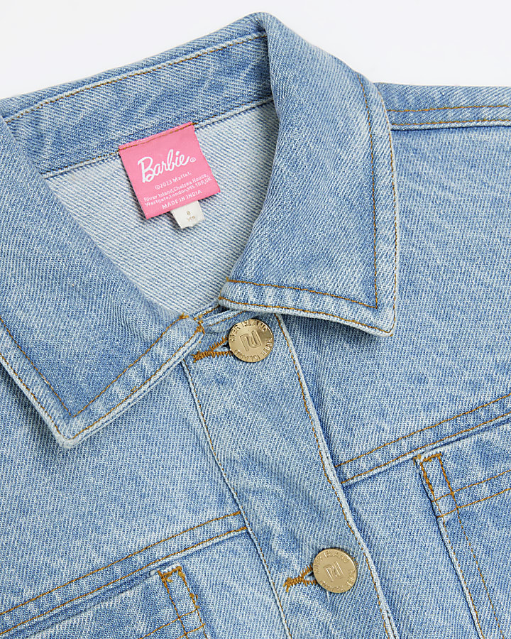 Girls blue RI x Barbie denim jacket