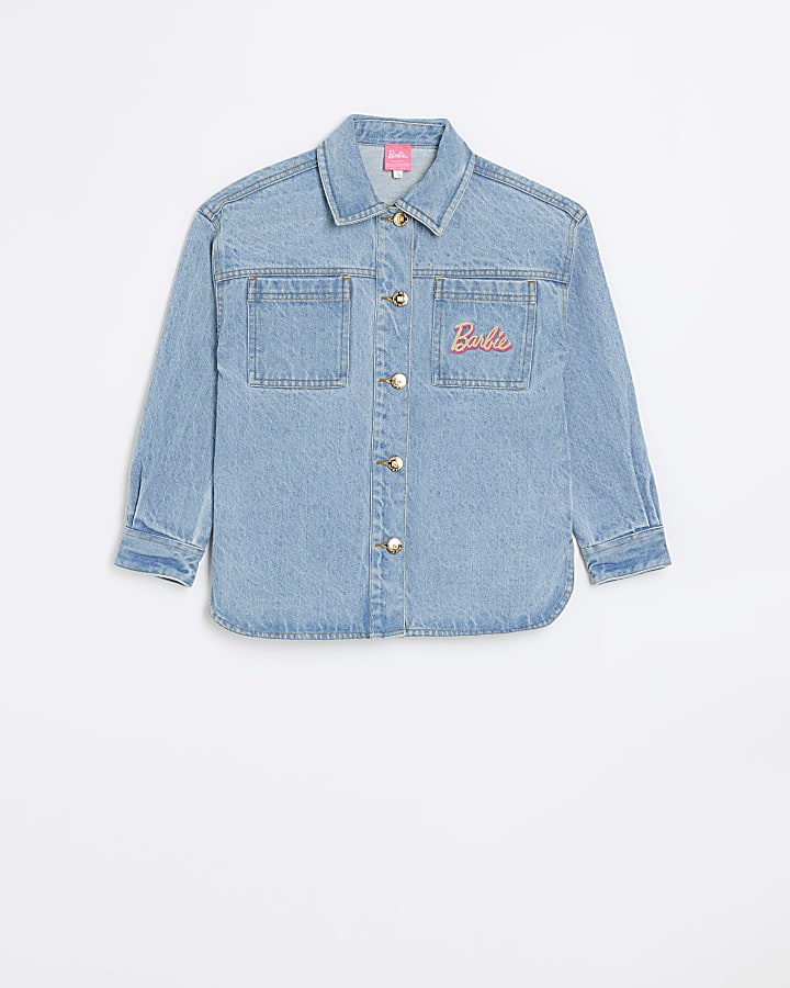 Girls blue RI x Barbie denim jacket