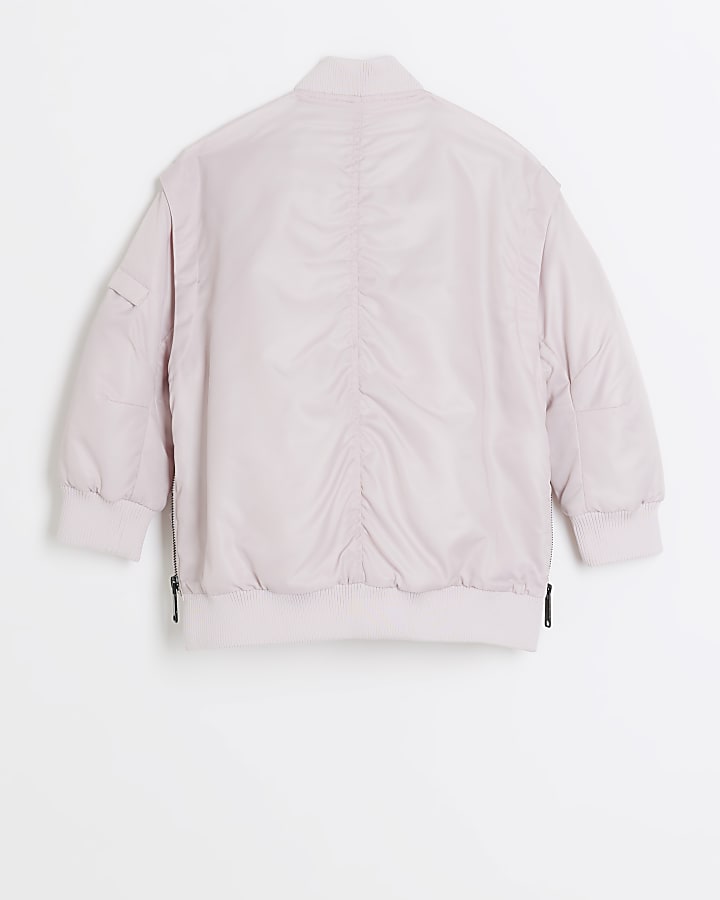 Girls pink nylon bomber jacket