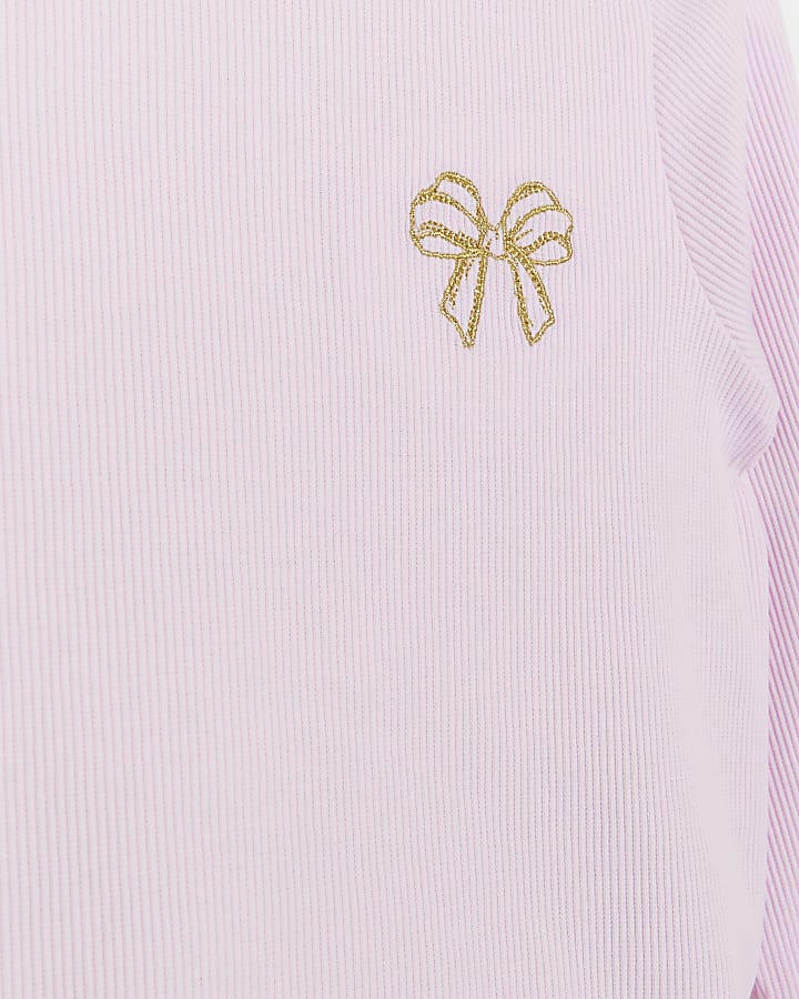 Mini girls cream and pink bow pyjamas 2 pack