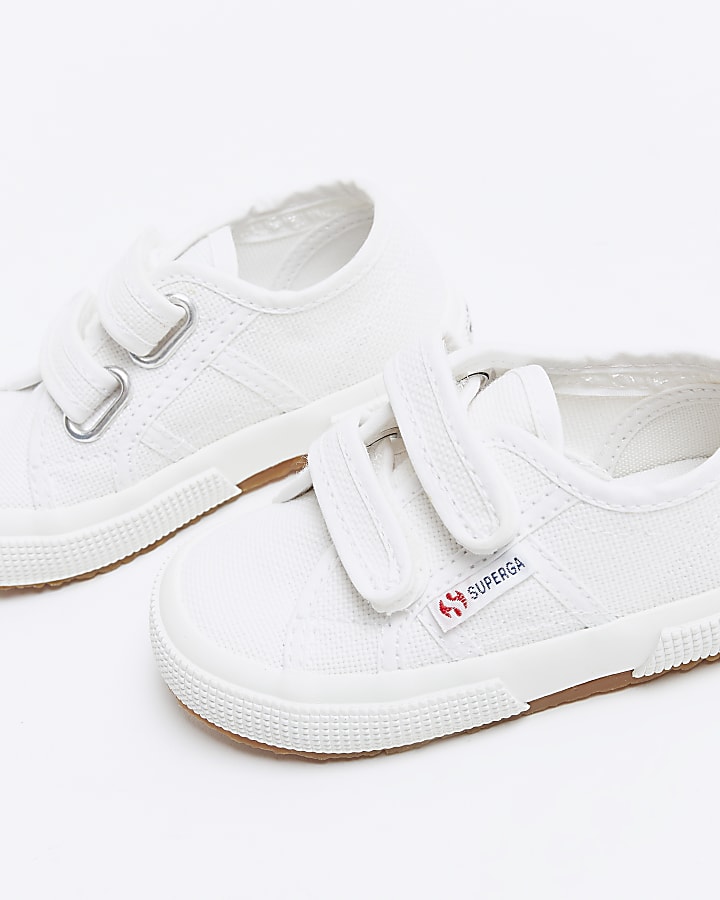 Mini boys white Superga double strap trainers