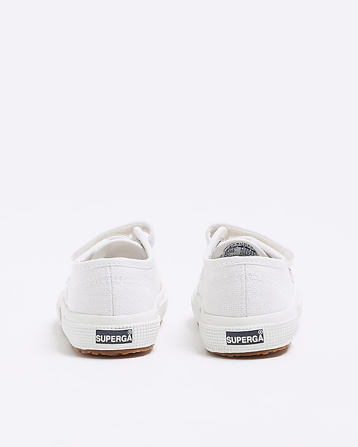 Mini boys white Superga double strap trainers