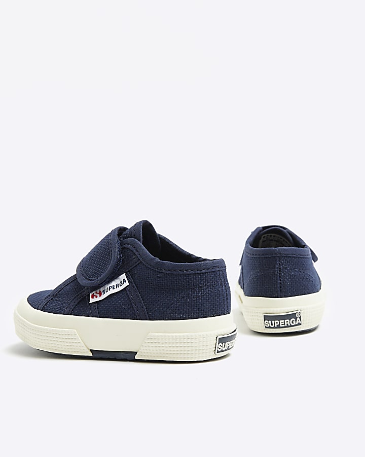 Mini boys navy Superga velcro trainers