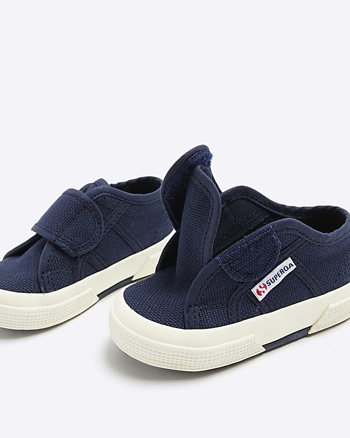 Mini boys navy Superga velcro trainers