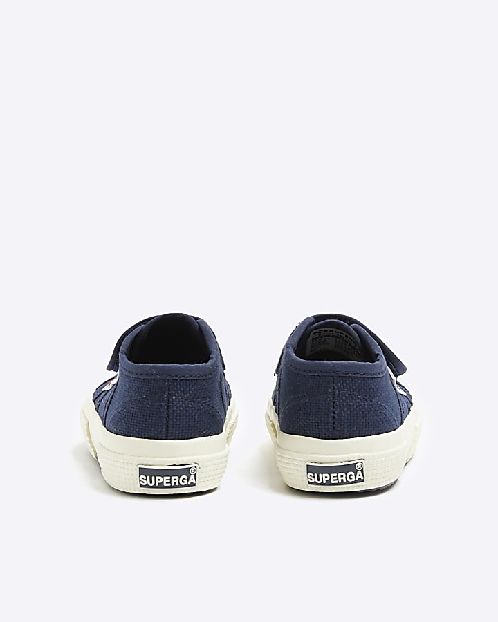 Mini boys navy Superga velcro trainers