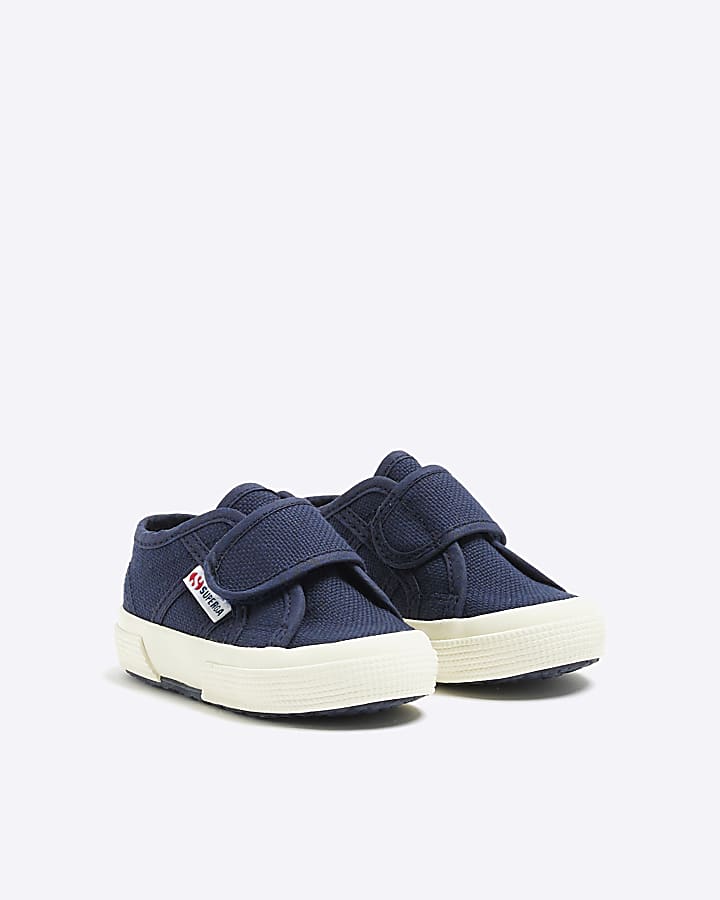 Mini boys navy Superga velcro trainers