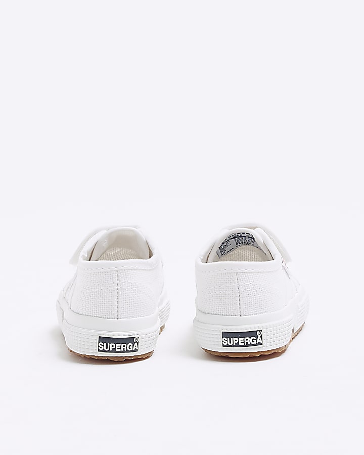 Mini girls white Superga velcro trainers