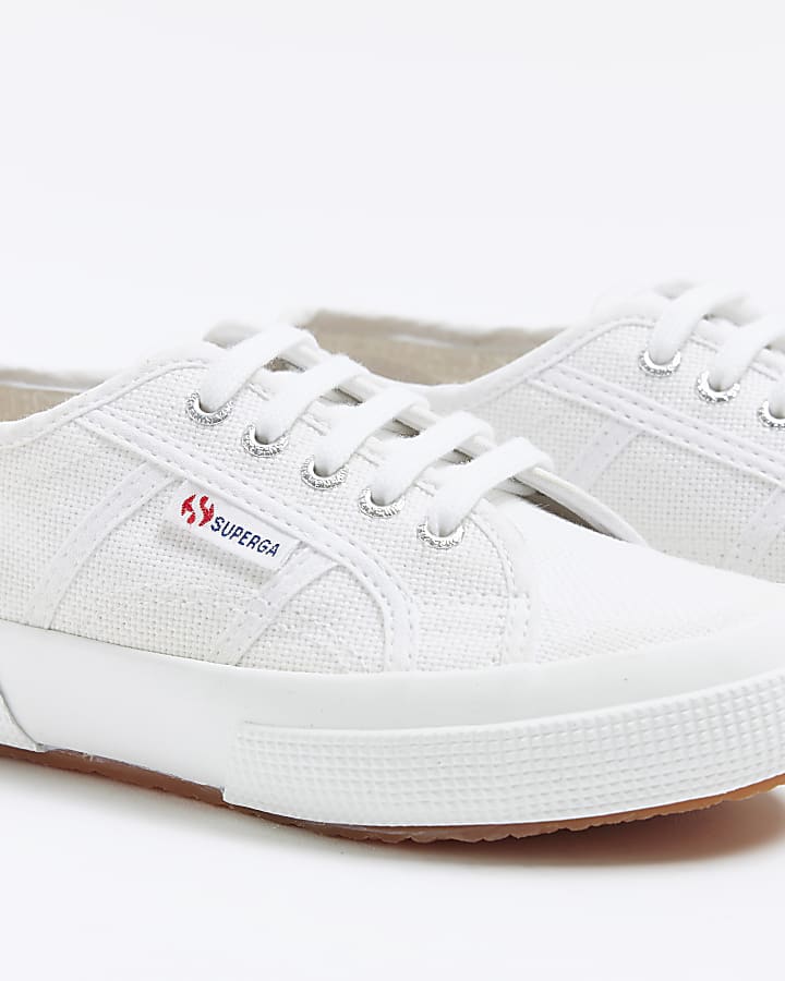 Girls white Superga lace up trainers