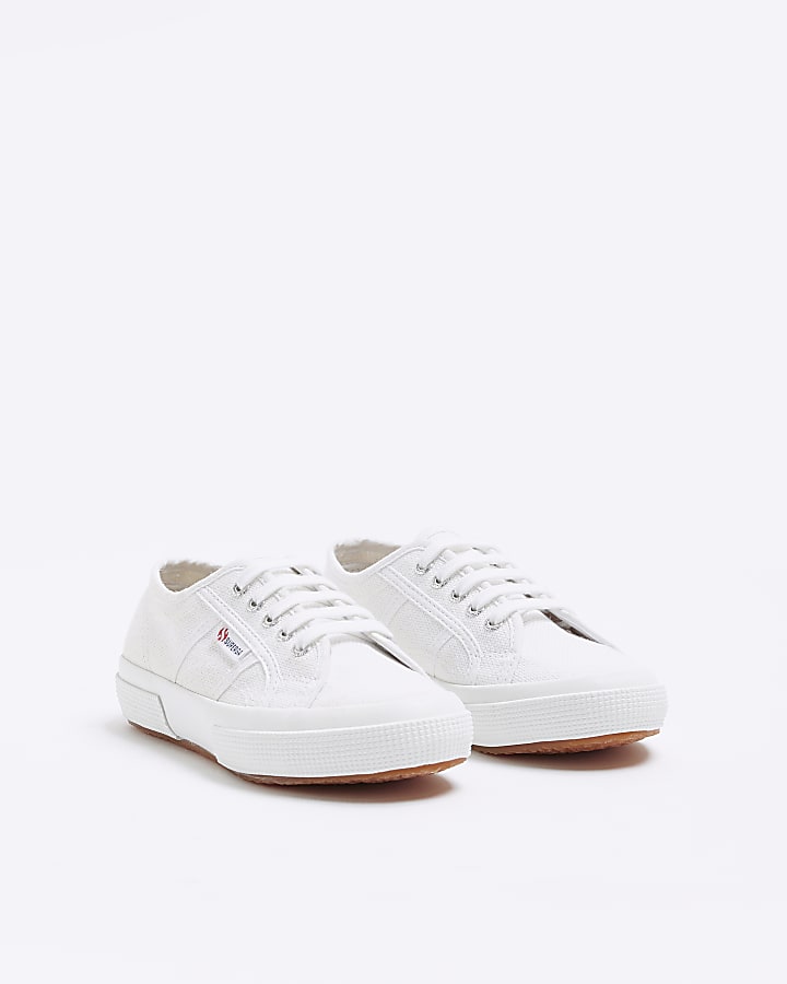 Girls white Superga lace up trainers