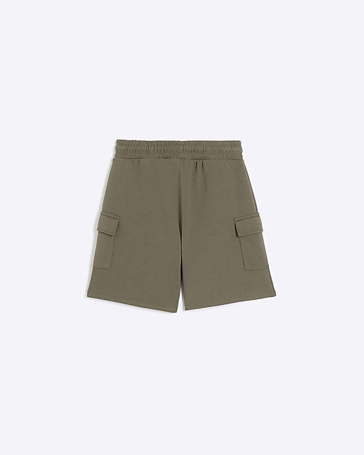 Boys khaki jersey cargo shorts