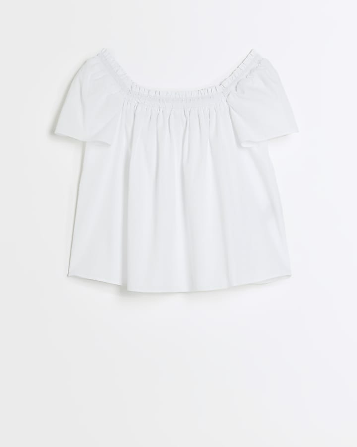 Girls white square neck blouse