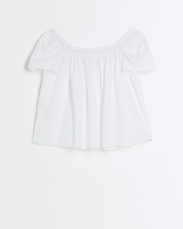 Girls white square neck blouse