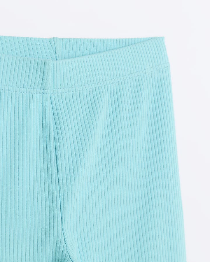 Girls blue ribbed leggings