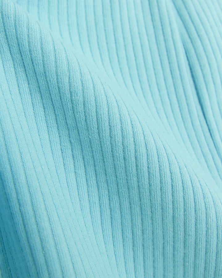 Girls blue ribbed leggings
