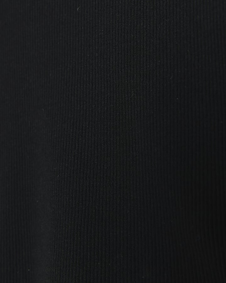 Girls black rib lettuce hem long sleeve top