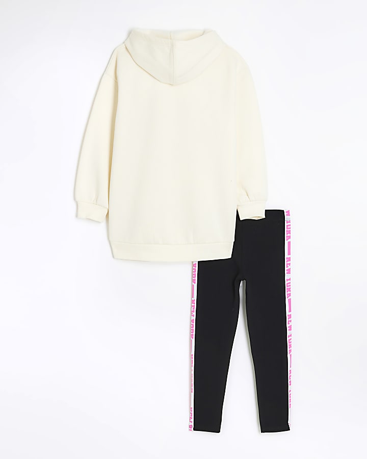 Girls cream New York hoodie and leggings set