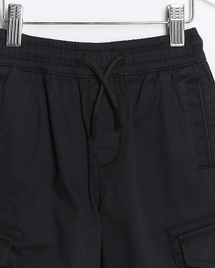Mini Black cuffed Cargo Trousers