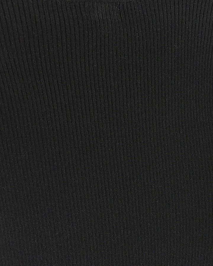 Girls black rib high neck jumper