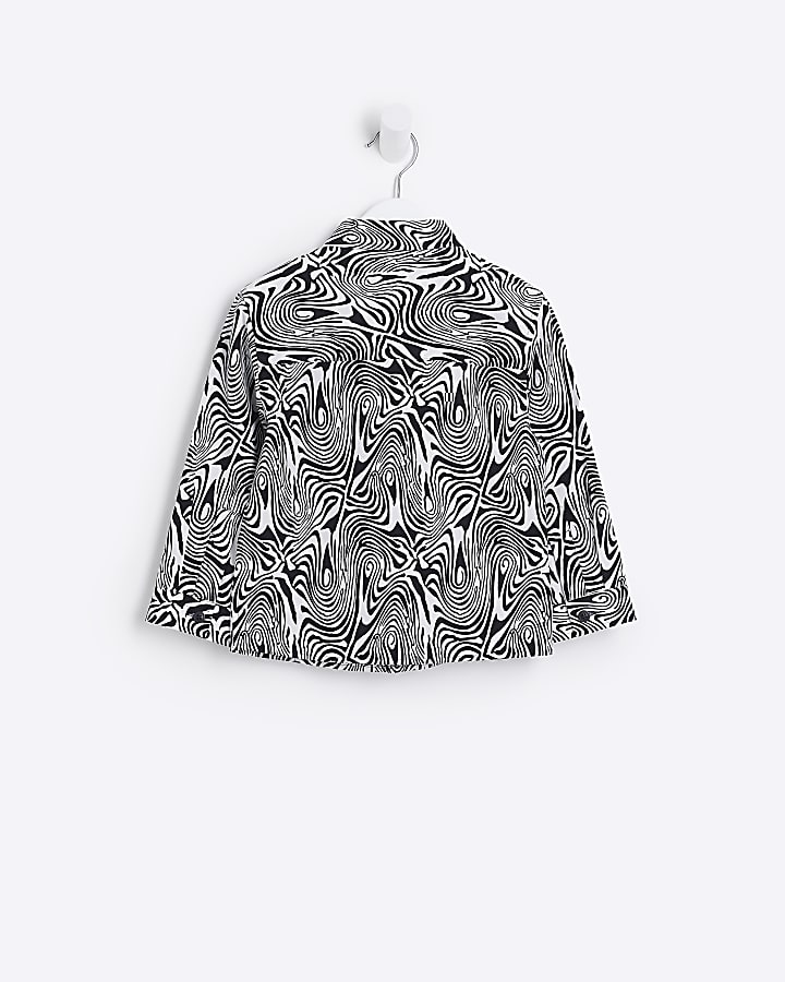 Mini boys black abstract print shacket