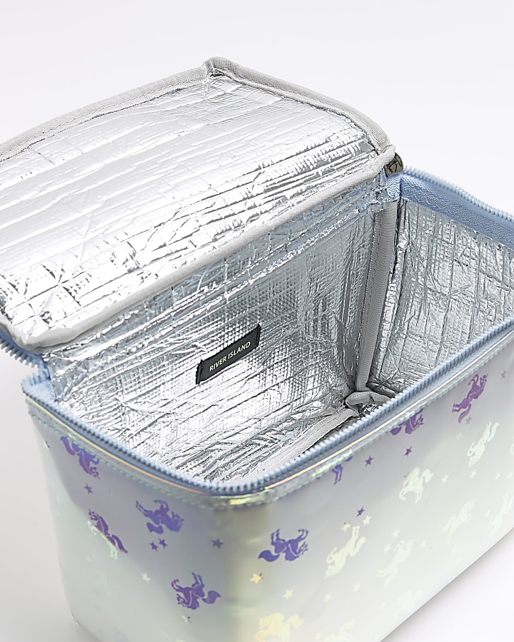 Girls blue iridescent unicorn lunchbox