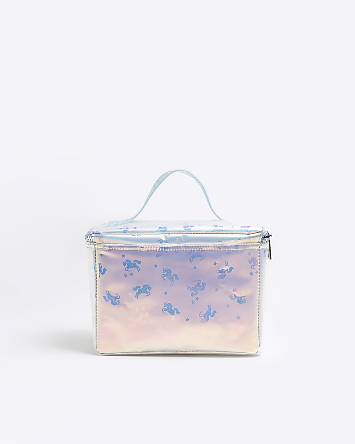 Girls blue iridescent unicorn lunchbox