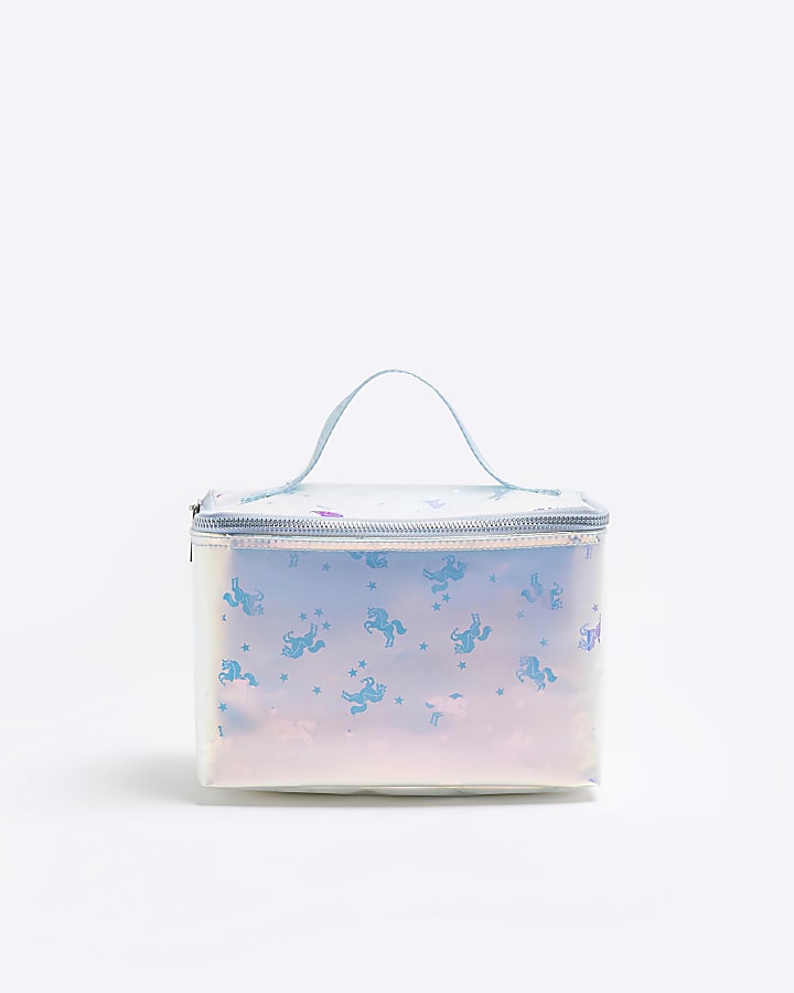 Girls blue iridescent unicorn lunchbox