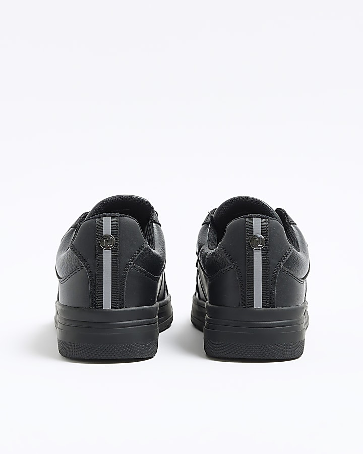Mini boys black embossed velcro trainers
