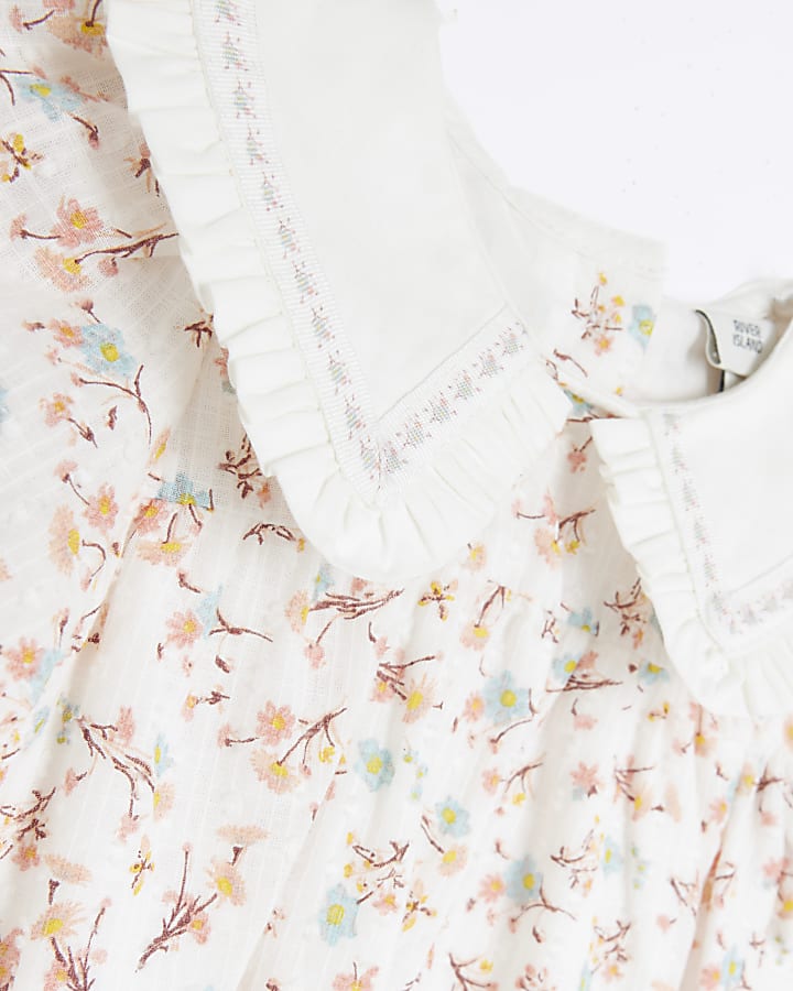 Baby girls Ecru Floral Romper and socks set