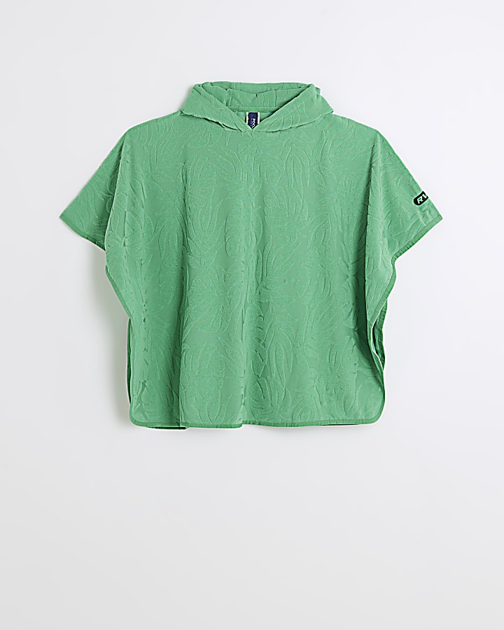 Boys green embossed towelling poncho