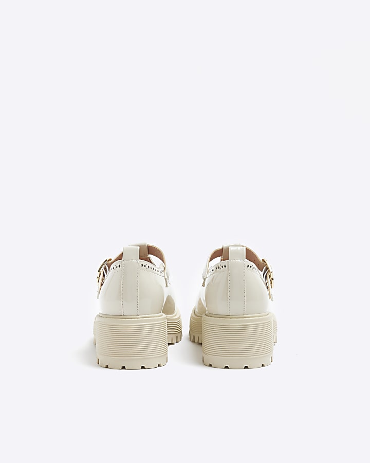 Girls cream mary jane heeled shoes