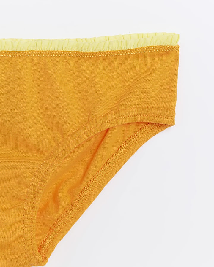 Mini girls orange frill briefs 6 pack