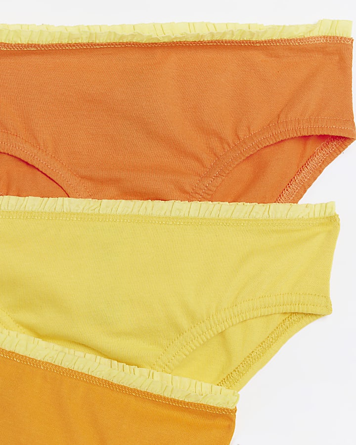 Mini girls orange frill briefs 6 pack