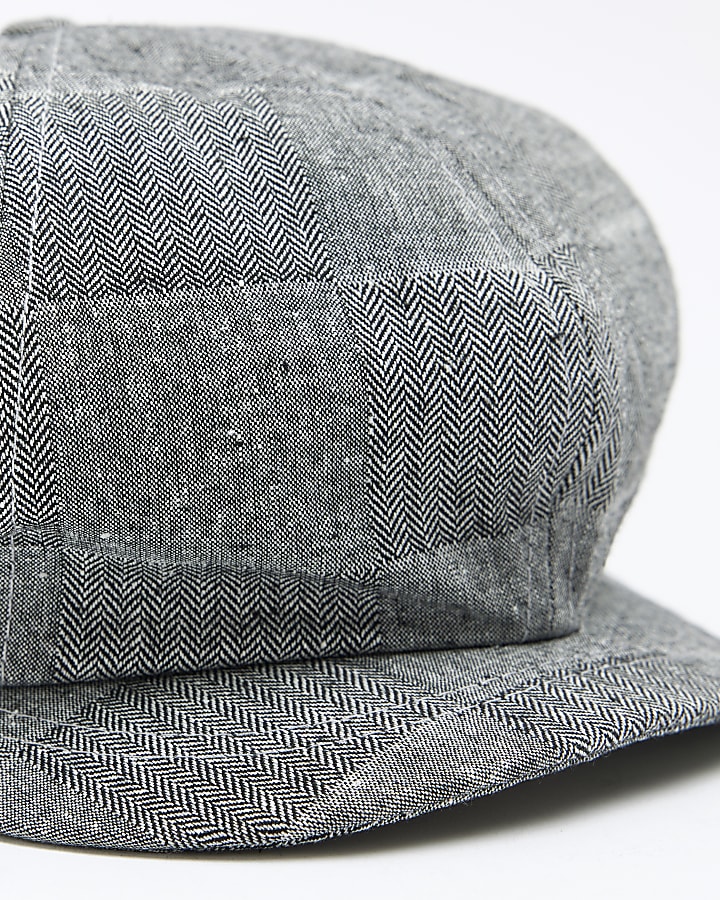 Boys grey herringbone baker boy cap