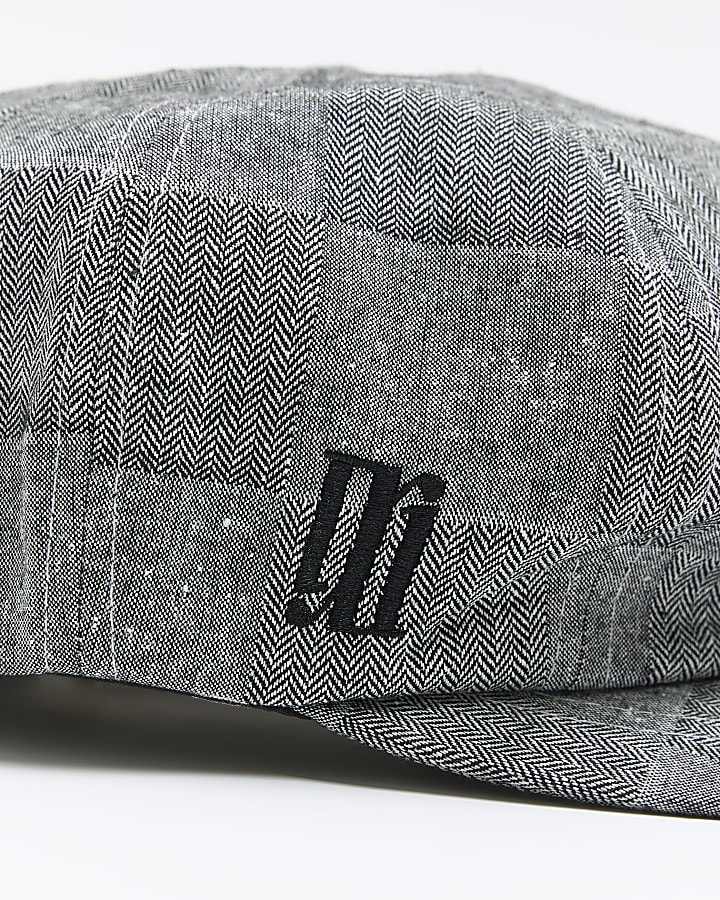 Boys grey herringbone baker boy cap