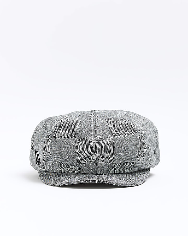 Boys grey herringbone baker boy cap