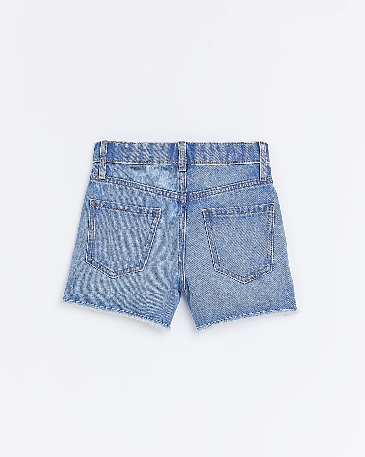 Girls Blue Denim Mom Shorts