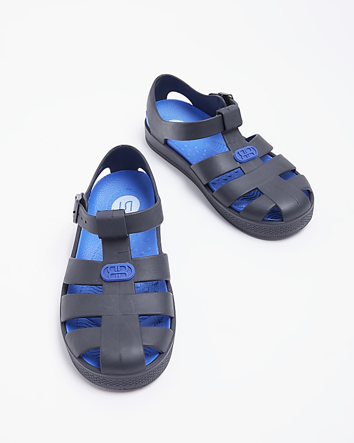 Boys black caged jelly sandals