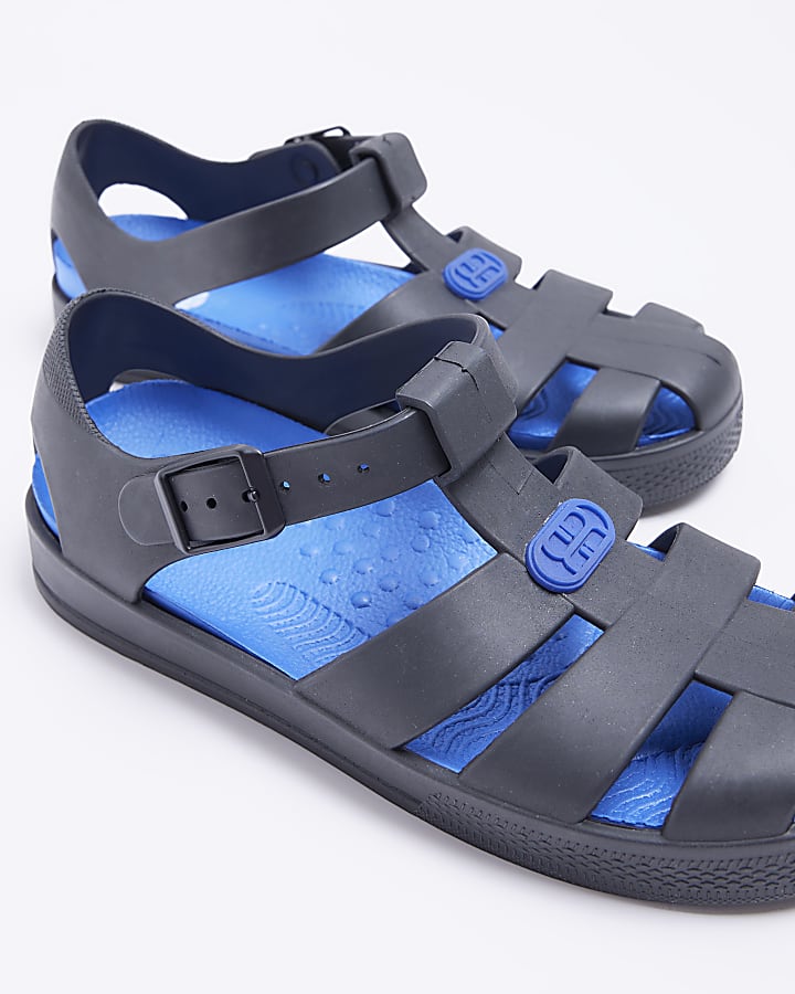 Boys black caged jelly sandals