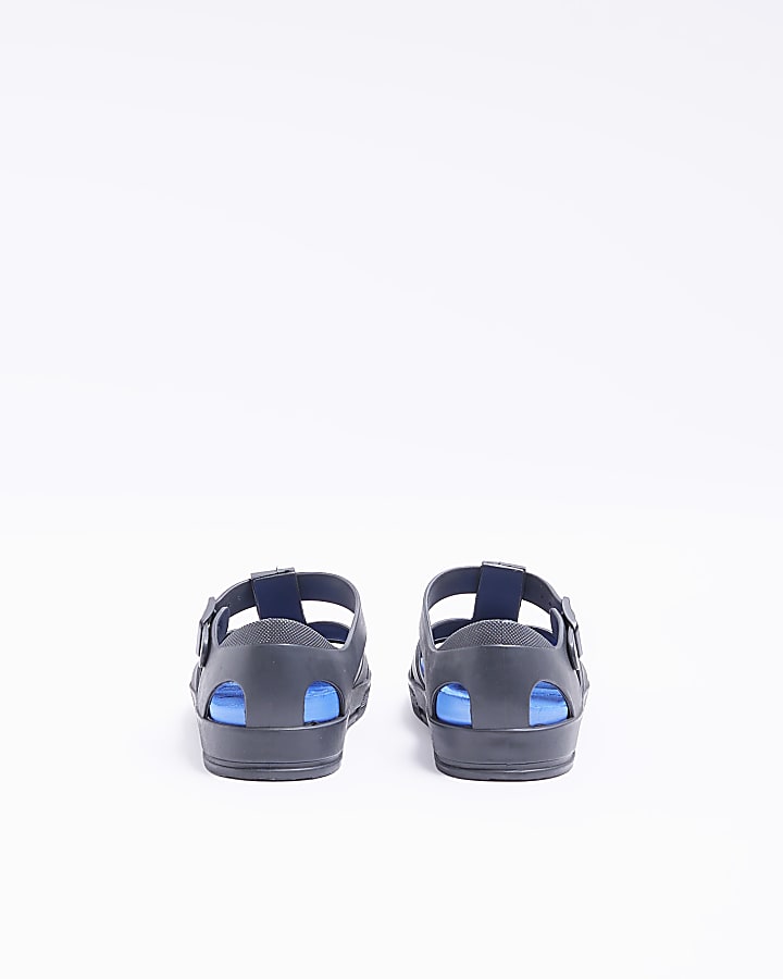 Boys black caged jelly sandals