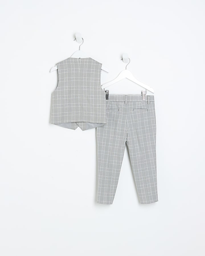 Mini boys Grey Check 2 piece suit set