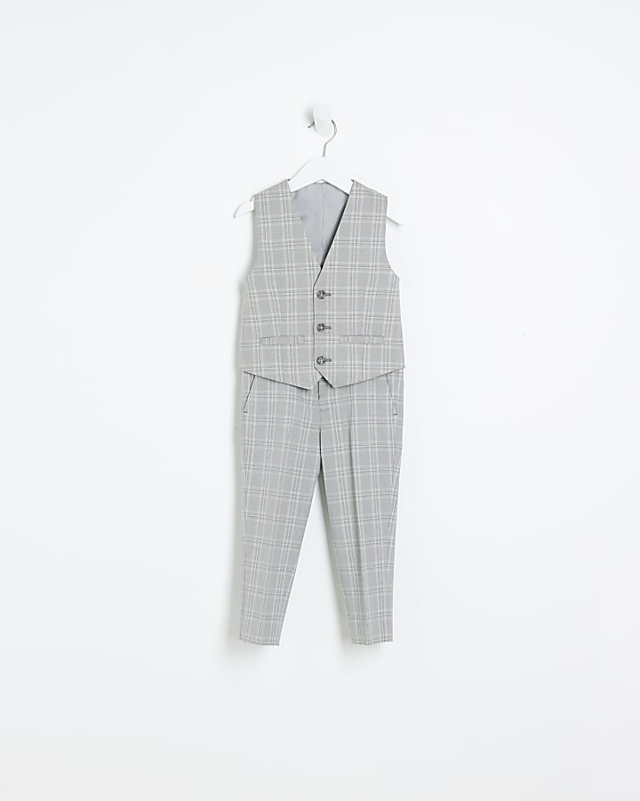 Mini boys Grey Check 2 piece suit set