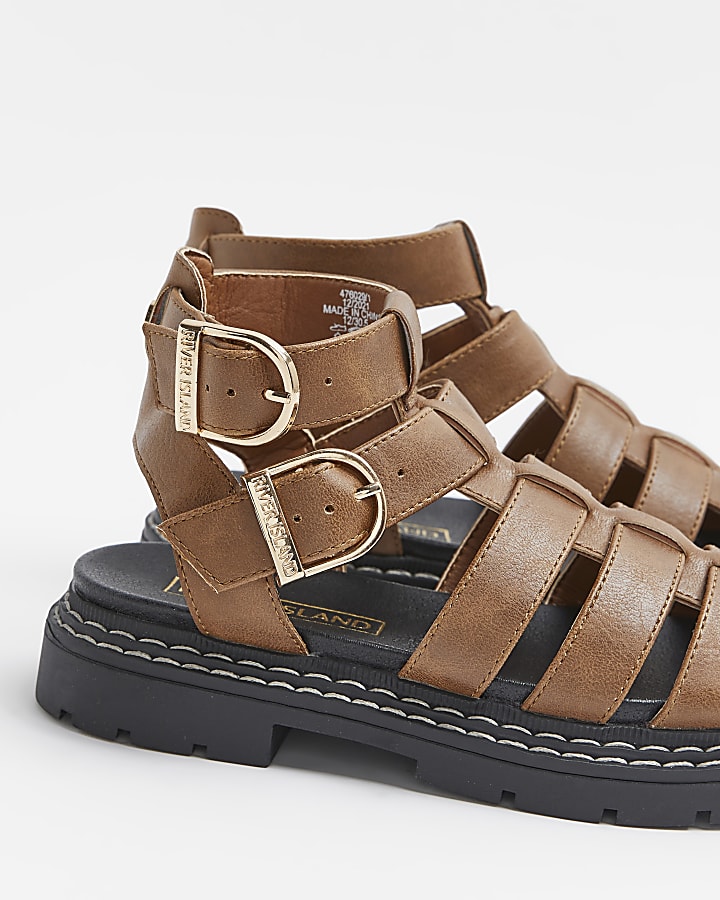 Girls Brown Gladiator Sandals