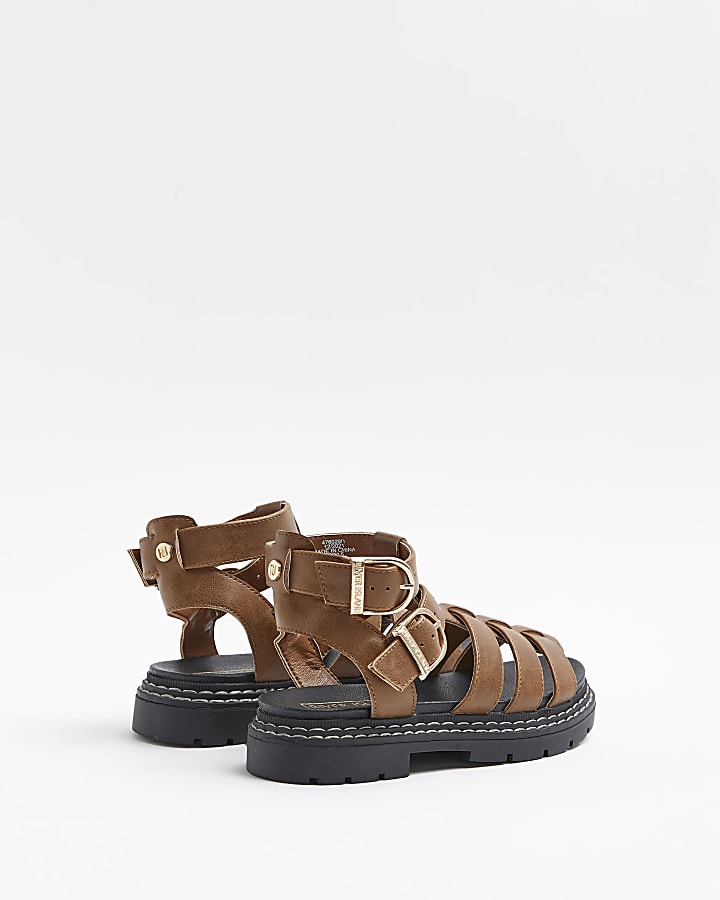 Girls Brown Gladiator Sandals