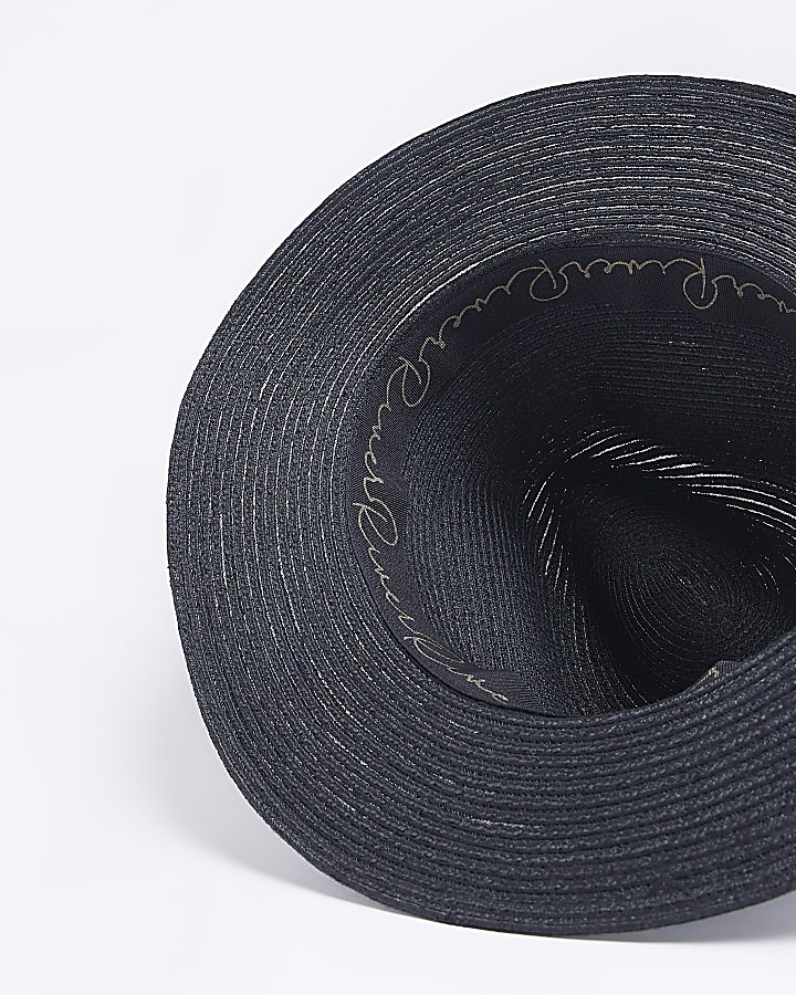 Boys black stripe trim straw Hat