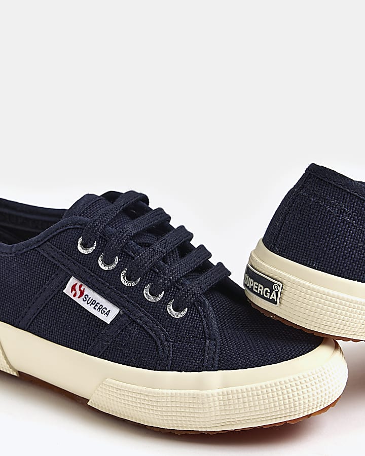 Boys navy Superga lace up canvas trainers