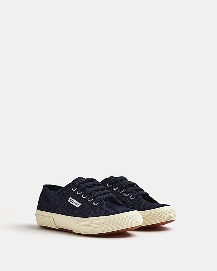 Boys navy Superga lace up canvas trainers