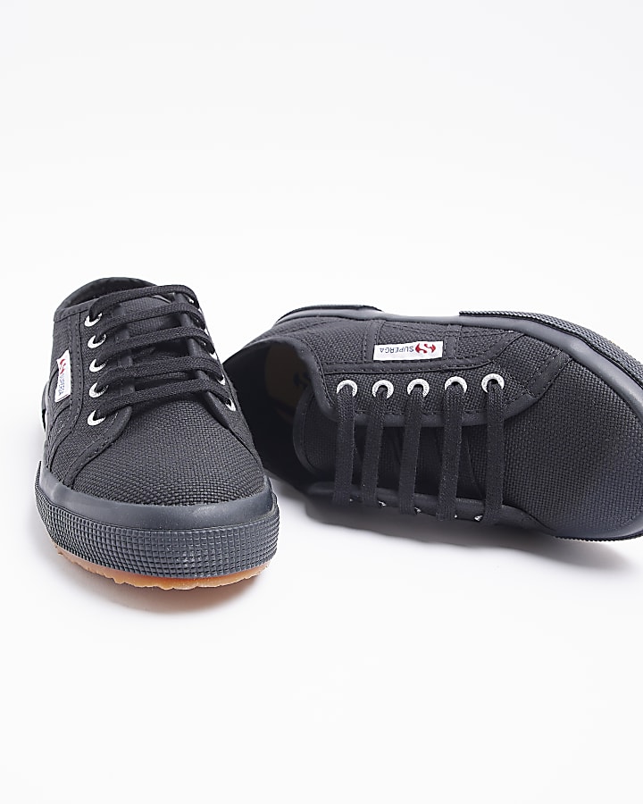 Boys black Superga lace up canvas trainers