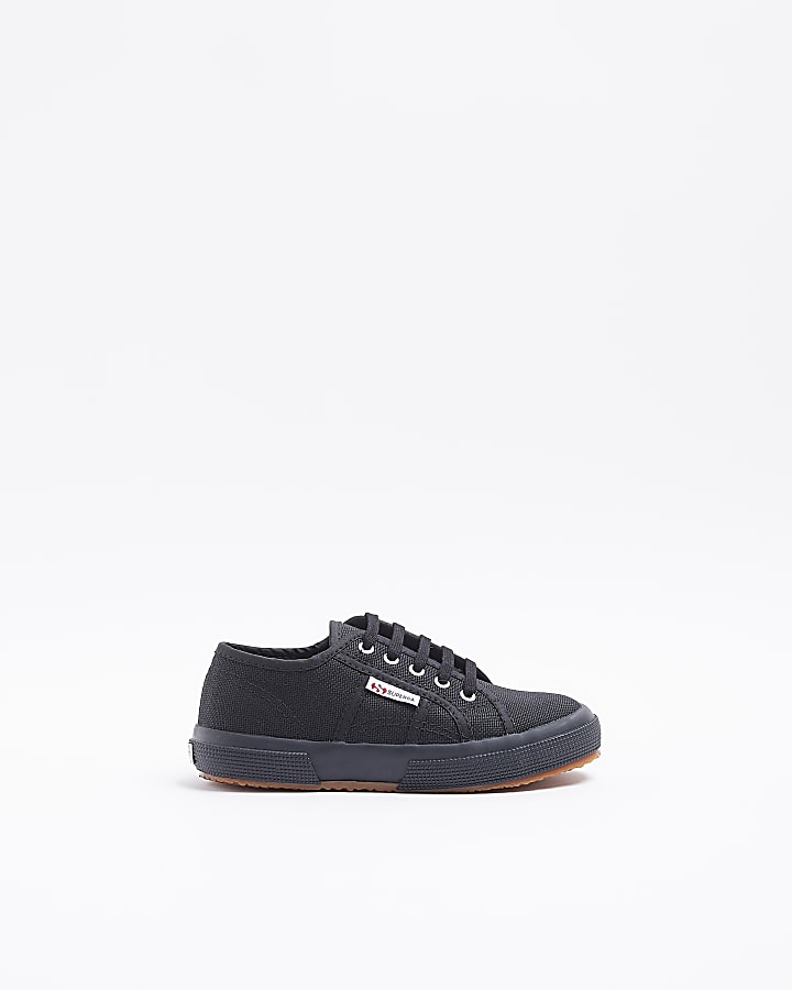 Boys black Superga lace up canvas trainers